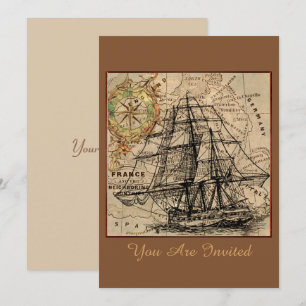Vintage Ship And Map Invitation