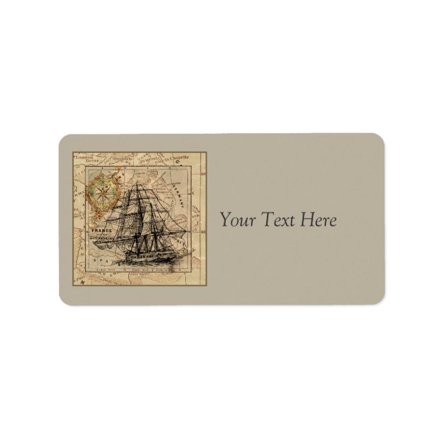 Vintage Ship And Map Label (Front)