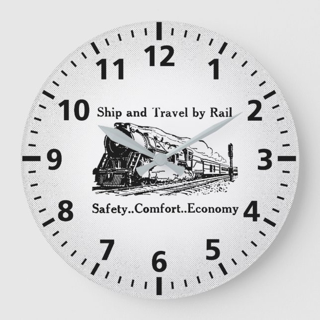 Vintage Ship and Travel By Rail Large Clock (Front)