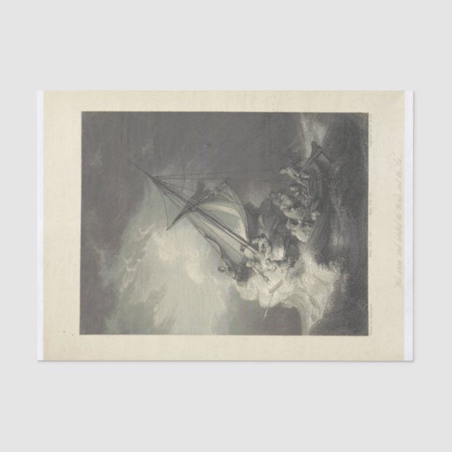 Vintage ship art decoupage tissue paper (Front)