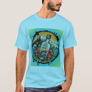 Vintage Ship in a Bottle Nautical Fantasy Graphic T-Shirt