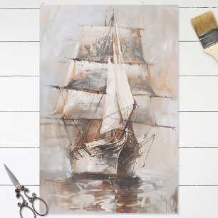 Vintage Ship Sailing Oil Painting Decoupage Tissue Paper
