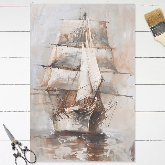 Vintage Ship Sailing Oil Painting Decoupage Tissue Paper (Creator Uploaded)