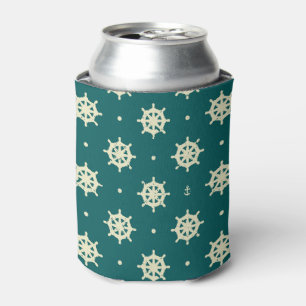 Vintage Ship Wheel Pattern Can Cooler