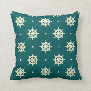 Vintage Ship Wheel Pattern Cushion