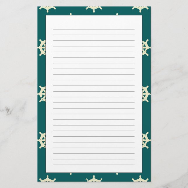 Vintage Ship Wheel Pattern Stationery (Front)