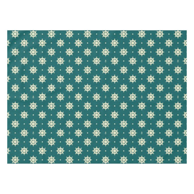 Vintage Ship Wheel Pattern Tablecloth (Front (Horizontal))