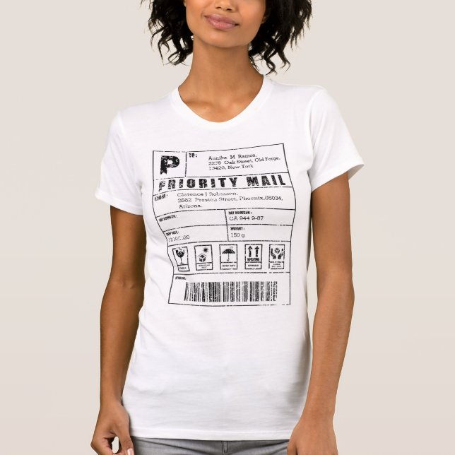 Vintage Shipping Label (Personalize) T-Shirt (Front)