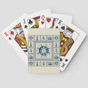Vintage Ship's Wheel Collage Playing Cards