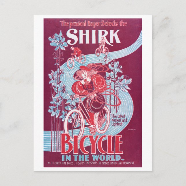 Vintage Shirk Bicycle Advertisement Postcard (Front)
