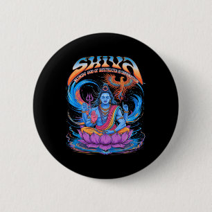 Vintage Shiva Print Hindu God Spiritual 6 Cm Round Badge