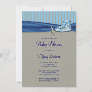 Vintage Shoe Baby Boy Shower Invitation