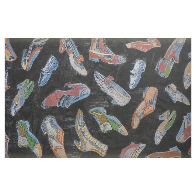 vintage shoe shop fabric (Yard)