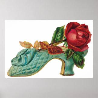 Vintage Shoe with a Red Rose Poster
