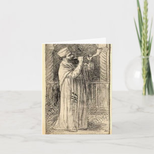 Vintage Shofar Blower Jewish New Year Rosh Hashana Holiday Card