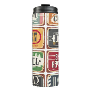 Vintage shop posters collection. Retro store tin s Thermal Tumbler