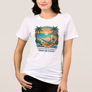 Vintage Shoreline Escape Beach Hammock Sunset Grap Tri-Blend Shirt