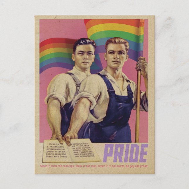 Vintage SHOUT IT Pride Postcard (Front)