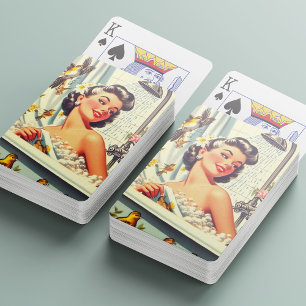 Vintage Shower Pin Up Playing Cards