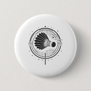 Vintage Shuttle Design Minimalist Badminton Player 6 Cm Round Badge