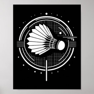 Vintage Shuttle Design Minimalist Badminton Player Poster