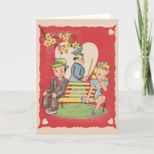 Vintage Shy Boy Valentine's Day Note Card