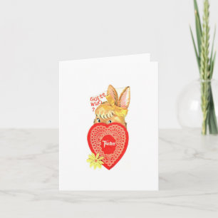 Vintage Shy Bunny Valentine Card