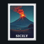Vintage Sicily Italy Mount Vesuvius Naples Travel Postcard<br><div class="desc">Anyone would love to receive this vintage Italian travel postcard featuring a retro illustatration of Mount Vesuvius erupting in Italy!</div>