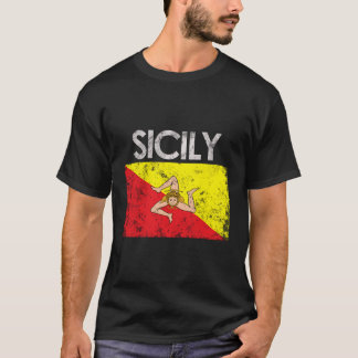Vintage Sicily Sicilian Flag Pride Gift T-Shirt