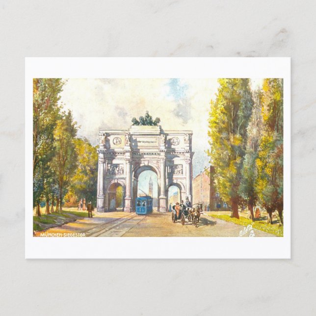 Vintage Siegestor in Munich, Germany Postcard (Front)
