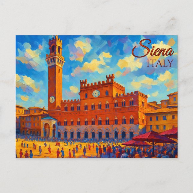 Vintage Siena Tuscany Italy Retro Europe Travel  Postcard (Front)