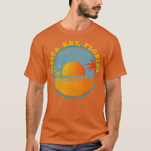 Vintage Siesta Key Florida Beach Palm Trees Sunset T-Shirt