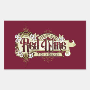 Vintage Sign Red Wine Day Rectangular Sticker