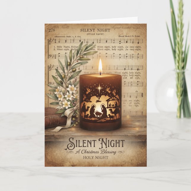 Vintage Silent Night Candle Card (Front)