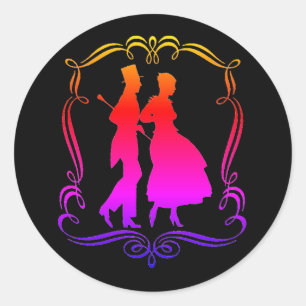 Vintage Silhouette Elegant Man Woman Classic Round Sticker