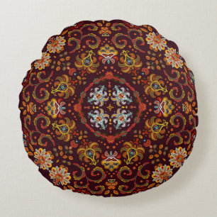 Vintage silk neck scarf or kerchief square pattern round cushion