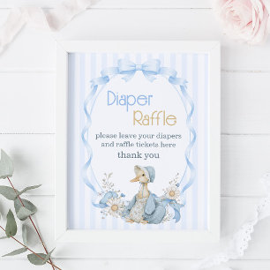 Vintage Silly Goose Blue Girl Diaper Raffle Sign