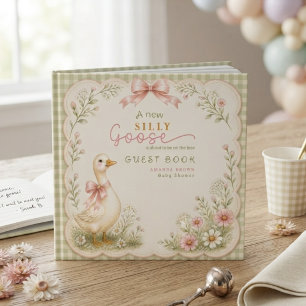 Vintage Silly Goose Coquette Pink Baby Shower Guest Book