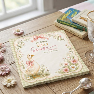 Vintage Silly Goose Coquette Pink Baby Shower Napkin