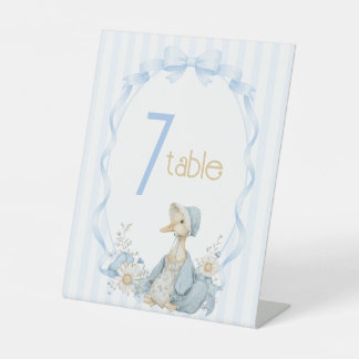 Vintage Silly Goose Girl Baby Shower Table Number Pedestal Sign