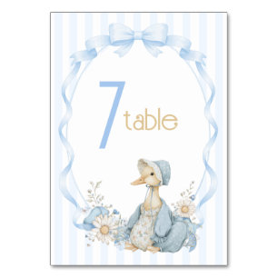 Vintage Silly Goose Pastel Blue Girl Baby Shower  Table Number