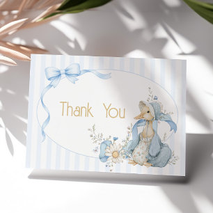 Vintage Silly Goose Pastel Blue Girl Baby Shower Thank You Card