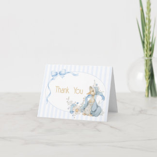 Vintage Silly Goose Pastel Blue Girl Baby Shower Thank You Card
