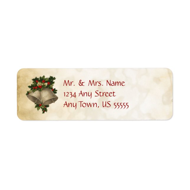 Vintage Silver Bell Holiday Address Labels (Front)