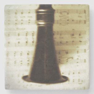 Vintage Silver Clarinet Stone Coaster