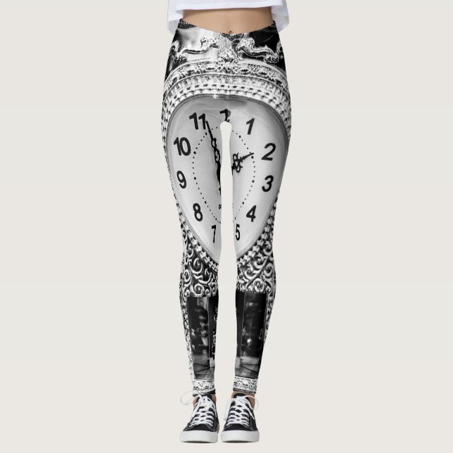 Vintage Silver Clock Leggings (Front)