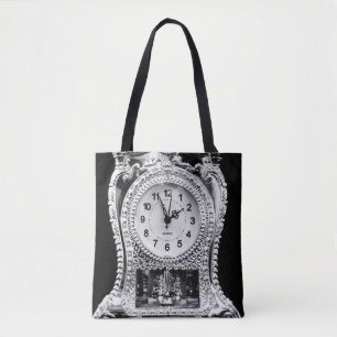 Vintage Silver Clock Tote Bag