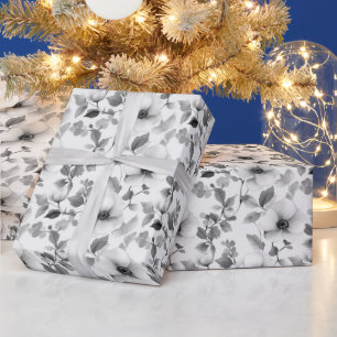 Vintage Silver Flower Pattern Wrapping Paper