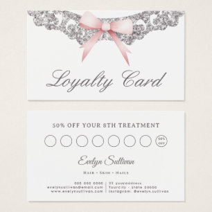 Vintage silver frame pink bow loyalty card