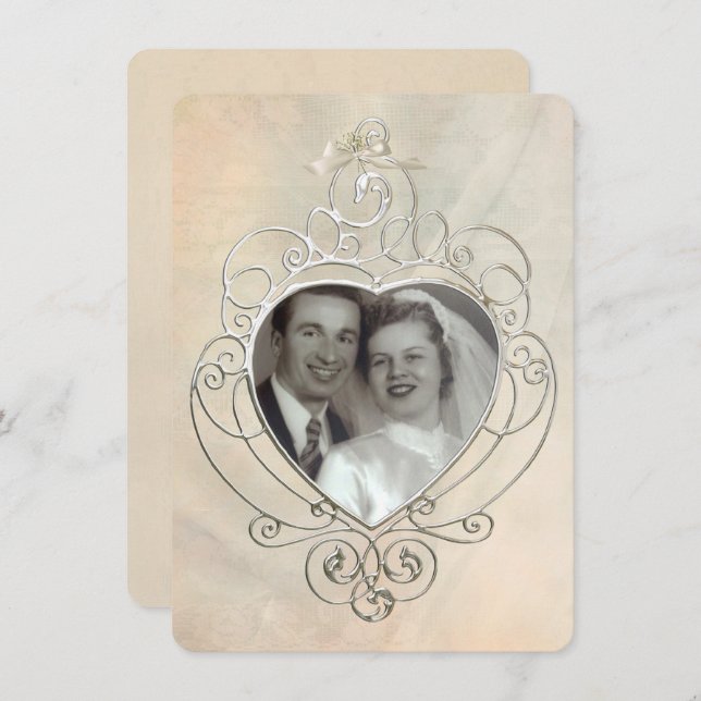 Vintage Silver Frame Vow Renewal Invitation (Front/Back)